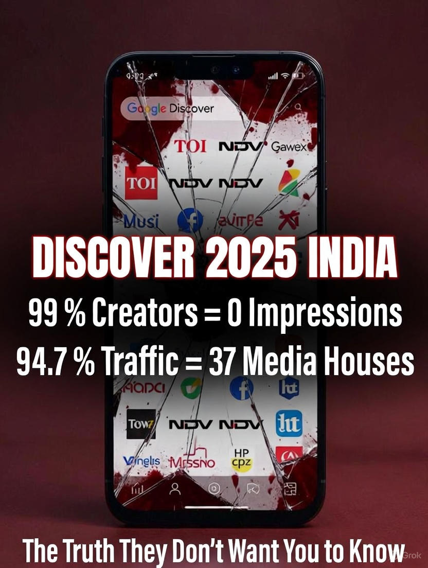 google discover 2025 india creators zero traffic 94.7 percent media houses